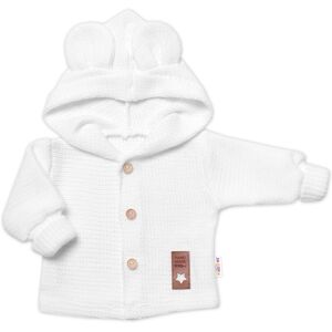 Baby Nellys Pletený svetřík s knoflíčky a kapucí s oušky, bíly,62 Baby Nellys Pletený svetřík s knoflíčky a kapucí s oušky, bíly,62