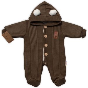 Baby Nellys Pletená kombinéza/overal LUX STAR s kožíškem - dvouvrstvá, hnědá Baby Nellys Pletená kombinéza/overal LUX STAR s kožíškem - dvouvrstvá, hnědá