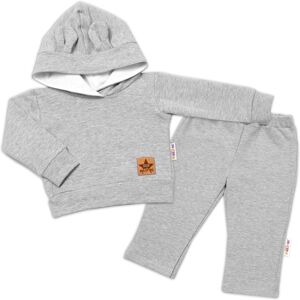 Baby Nellys Tepláková souprava s kapucí a oušky,, šedá, vel. 86 Baby Nellys Tepláková souprava s kapucí a oušky,, šedá, vel. 86