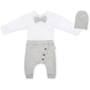 Baby Nellys 3-dílná sada Hubert, body s motýlkem, tepláčky a čepička - šedý vel. 98 Baby Nellys 3-dílná sada Hubert, body s motýlkem, tepláčky a čepička - šedý vel. 98