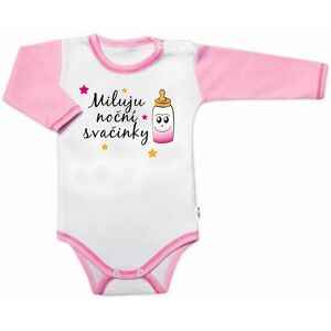 Baby Nellys Body dl. rukáv s vtip. textem Miluju noční svačinky vel. 74, holka Baby Nellys Body dl. rukáv s vtip. textem Miluju noční svačinky vel. 74, holka