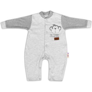Baby Nellys Bavlněný overálek bez šlapek Monkey - sv. šedý melírek vel. 74 Baby Nellys Bavlněný overálek bez šlapek Monkey - sv. šedý melírek vel. 74