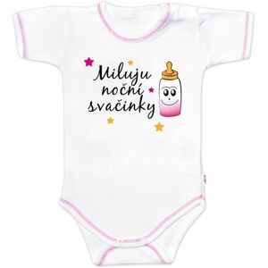 Baby Nellys Body kr. rukáv s vtipným textem, Miluju noční svačinky, vel. 62 Baby Nellys Body kr. rukáv s vtipným textem, Miluju noční svačinky, vel. 62