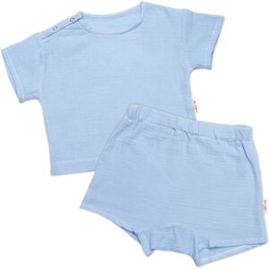 Baby Nellys Dětská letní mušelínová 2D sada tričko kr. rukáv + kraťasy, modré Baby Nellys Dětská letní mušelínová 2D sada tričko kr. rukáv + kraťasy, modré