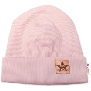 Baby Nellys - Žebrovaná dvouvrstvá čepice s lemem - pudrová - 104-110 - Baby hat Baby Nellys - Žebrovaná dvouvrstvá čepice s lemem - pudrová - 104-110 - Baby hat