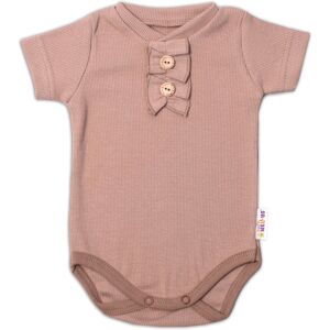 Baby Nellys Kojenecké žebrované body s knoflíčky kr. rukáv, Girl - hnědé Baby Nellys Kojenecké žebrované body s knoflíčky kr. rukáv, Girl - hnědé