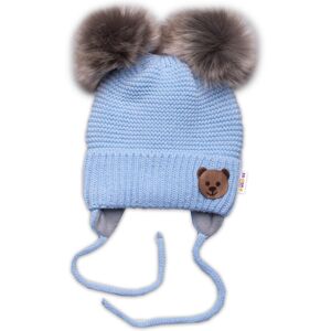 Baby Nellys Dětská zimní čepice s fleecem Teddy Bear - chlupáčk. bambulky,sv. modrá, šedá Baby Nellys Dětská zimní čepice s fleecem Teddy Bear - chlupáčk. bambulky,sv. modrá, šedá