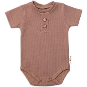 Baby Nellys Kojenecké žebrované body s knoflíčky kr. rukáv, Boy - hnědé, vel. 68 Baby Nellys Kojenecké žebrované body s knoflíčky kr. rukáv, Boy - hnědé, vel. 68