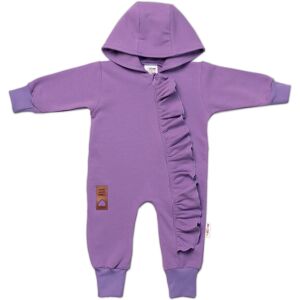 Baby Nellys Teplákový overal s volánkem a kapucí GIRL,fialový, vel. 86 Baby Nellys Teplákový overal s volánkem a kapucí GIRL,fialový, vel. 86
