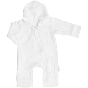 Baby Nellys Mušelinový overálek s kapucí, dvouvrstvý, Hand Made, bílý vel. 62 Baby Nellys Mušelinový overálek s kapucí, dvouvrstvý, Hand Made, bílý vel. 62
