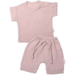 Baby Nellys 2-dílná mušelínová soupravička, tričko + kraťasky BOY, béžová Baby Nellys 2-dílná mušelínová soupravička, tričko + kraťasky BOY, béžová