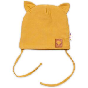 Baby Nellys Bavlněná dvouvrstvá čepice s oušky na zavazování FOX - hořčicová, vel. 68/74 vel. 68/74 Baby Nellys Bavlněná dvouvrstvá čepice s oušky na zavazování FOX - hořčicová, vel. 68/74 vel. 68/74