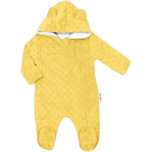 Baby Nellys Kombinézka/overálek MINKY s kapucí a oušky - žlutá Baby Nellys Kombinézka/overálek MINKY s kapucí a oušky - žlutá