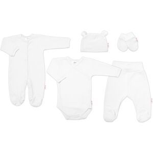 Baby Nellys Praktická 5-dílná žebrovaná soupravička do porodnice BOY, bílá vel. 68 Baby Nellys Praktická 5-dílná žebrovaná soupravička do porodnice BOY, bílá vel. 68