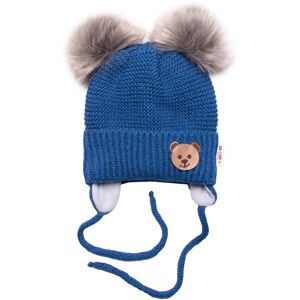 Baby Nellys Dětská zimní čepice s fleecem Teddy Bear- chlupáčk. bambulky - tm. modrá, šedá Baby Nellys Dětská zimní čepice s fleecem Teddy Bear- chlupáčk. bambulky - tm. modrá, šedá
