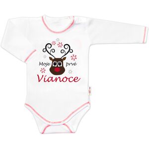 Baby Nellys Body dlouhý rukáv Moje prvé Vianoce, Sob, bílé Baby Nellys Body dlouhý rukáv Moje prvé Vianoce, Sob, bílé