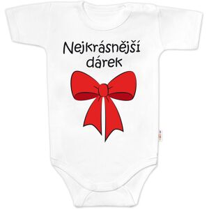 Baby Nellys Body kr. rukáv - Nejkrásnější dárek, bílé, vel. 68 Baby Nellys Body kr. rukáv - Nejkrásnější dárek, bílé, vel. 68