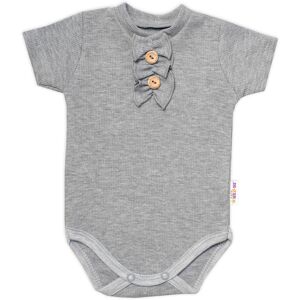 Baby Nellys Kojenecké žebrované body s knoflíčky kr. rukáv, Girl - šedé, vel. 86 Baby Nellys Kojenecké žebrované body s knoflíčky kr. rukáv, Girl - šedé, vel. 86