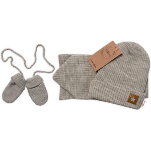 Baby Nellys Pletená čepice s šálou+rukavičky STAR,béžová,56/62 Baby Nellys Pletená čepice s šálou+rukavičky STAR,béžová,56/62