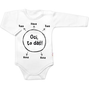 Baby Nellys Body dlouhý rukáv s vtipným textem Oci, to dáš! - bílé vel. 74 Baby Nellys Body dlouhý rukáv s vtipným textem Oci, to dáš! - bílé vel. 74