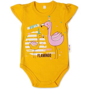Baby Nellys Bavlněné kojenecké body, kr. rukáv, Flamingo - hořčicové, vel. 80 Baby Nellys Bavlněné kojenecké body, kr. rukáv, Flamingo - hořčicové, vel. 80