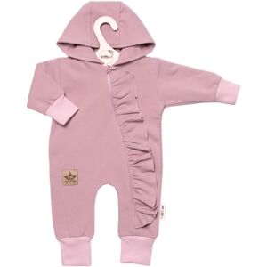 Baby Nellys Teplákový overal s volánkem a kapucí GIRL, pudrový, vel. 86 Baby Nellys Teplákový overal s volánkem a kapucí GIRL, pudrový, vel. 86