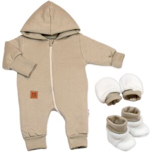 Baby Nellys 3D sada Nature, overal, botky, rukavičky - taupe, vel. 68 Baby Nellys 3D sada Nature, overal, botky, rukavičky - taupe, vel. 68