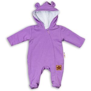Baby Nellys Kojenecký teplákový overal s kapucí Teddy - fialový, vel. 68 Baby Nellys Kojenecký teplákový overal s kapucí Teddy - fialový, vel. 68
