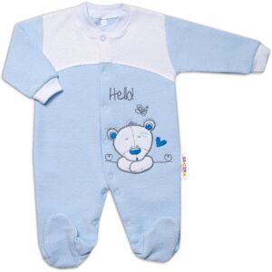 Baby Nellys Kojenecký overal froté, Medvídek Hello, modrý vel. 74 Baby Nellys Kojenecký overal froté, Medvídek Hello, modrý vel. 74