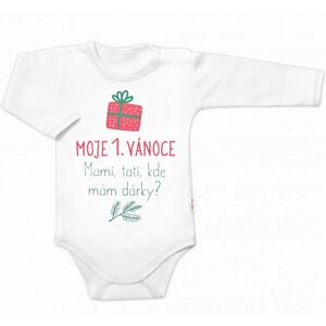 Baby Nellys Moje 1. Vánoce, Mami, tati, kde mám dárky,body dlouhý rukáv , bílé Baby Nellys Moje 1. Vánoce, Mami, tati, kde mám dárky,body dlouhý rukáv , bílé
