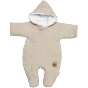 Baby Nellys Zimní pletená kombinézka/overálek s kapucí, capuccino, vel. 62 Baby Nellys Zimní pletená kombinézka/overálek s kapucí, capuccino, vel. 62