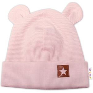 Baby Nellys Žebrovaná dvouvrstvá čepice s oušky TEDDY - pudrová vel. 68/74 Baby Nellys Žebrovaná dvouvrstvá čepice s oušky TEDDY - pudrová vel. 68/74
