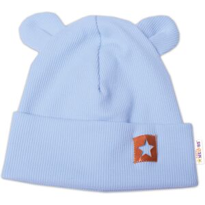 Baby Nellys Žebrovaná dvouvrstvá čepice s oušky TEDDY - sv. modrá vel. 80/86 Baby Nellys Žebrovaná dvouvrstvá čepice s oušky TEDDY - sv. modrá vel. 80/86