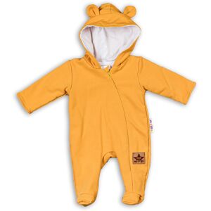 Baby Nellys Kojenecký teplákový overal s kapucí Teddy - hořčicový, vel. 86 Baby Nellys Kojenecký teplákový overal s kapucí Teddy - hořčicový, vel. 86