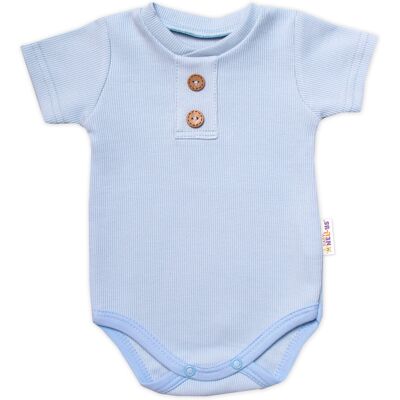 Baby Nellys Kojenecké žebrované body s knoflíčky kr. rukáv, Boy - sv. modré, vel. 74 Baby Nellys Kojenecké žebrované body s knoflíčky kr. rukáv, Boy - sv. modré, vel. 74