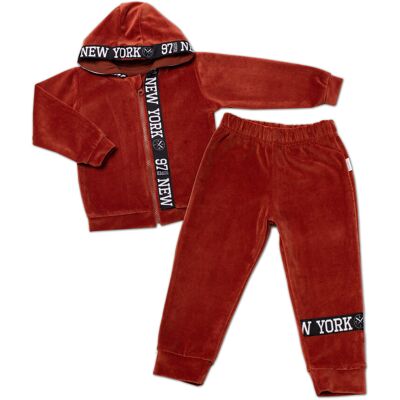 Mamatti Dětská tepláková souprava Velvet zapínání na zip, Fox, hnědá, vel. 62 Mamatti Dětská tepláková souprava Velvet zapínání na zip, Fox, hnědá, vel. 62