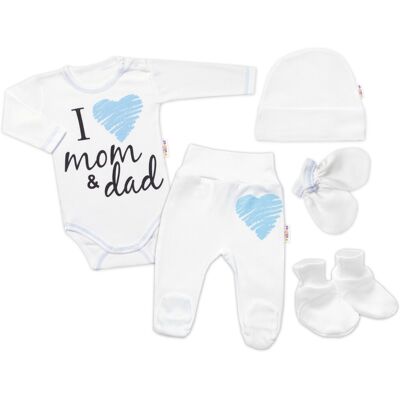 Baby Nellys 5-ti dílná soupravička do porodnice I love mom & dad, kluk vel. 62 Baby Nellys 5-ti dílná soupravička do porodnice I love mom & dad, kluk vel. 62