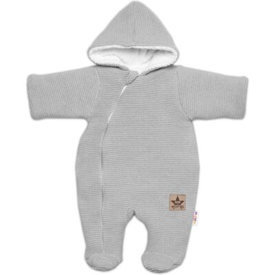 Baby Nellys Zimní pletená kombinézka/overálek s kapucí světle šedá vel. 62 Baby Nellys Zimní pletená kombinézka/overálek s kapucí světle šedá vel. 62