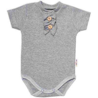 Baby Nellys Kojenecké žebrované body s knoflíčky kr. rukáv, Girl - šedé, vel. 68 Baby Nellys Kojenecké žebrované body s knoflíčky kr. rukáv, Girl - šedé, vel. 68