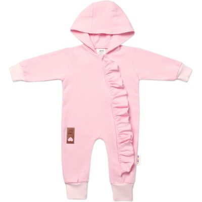 Baby Nellys Teplákový overal s volánkem a kapucí GIRL, sv. růžový, vel. 86 Baby Nellys Teplákový overal s volánkem a kapucí GIRL, sv. růžový, vel. 86