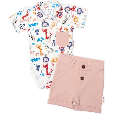 Baby Nellys 2-dílná sada body kr. rukáv, kraťásky, Safari - ecru/béžová, vel. 74 Baby Nellys 2-dílná sada body kr. rukáv, kraťásky, Safari - ecru/béžová, vel. 74
