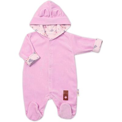 Baby Nellys Semiškový, velurový overal s kapucí Baby Nellys Bunny II., růžový, vel. 80 Baby Nellys Semiškový, velurový overal s kapucí Baby Nellys Bunny II., růžový, vel. 80
