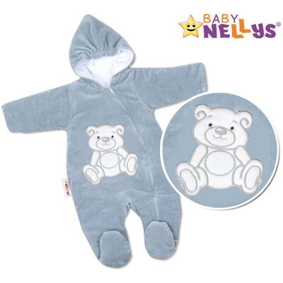 Baby Nellys Kombinézka/overálek Teddy Bear, velikost: 68 - šedá Baby Nellys Kombinézka/overálek Teddy Bear, velikost: 68 - šedá