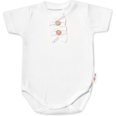 Baby Nellys Kojenecké žebrované body s knoflíčky kr. rukáv, Girl - bílé, vel. 80 Baby Nellys Kojenecké žebrované body s knoflíčky kr. rukáv, Girl - bílé, vel. 80
