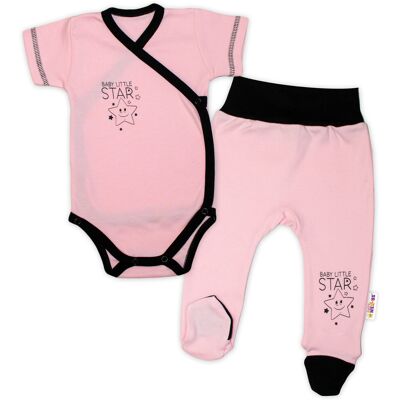 Baby Nellys 2-dílná sada body kr. rukáv + polodupačky, růžová - Baby Little Star Baby Nellys 2-dílná sada body kr. rukáv + polodupačky, růžová - Baby Little Star