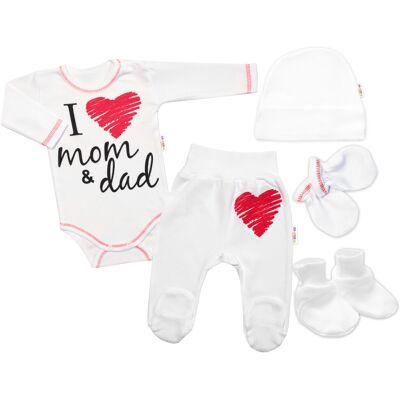 Baby Nellys 5-ti dílná soupravička do porodnice I love mom & dad, vel. 62, uni Baby Nellys 5-ti dílná soupravička do porodnice I love mom & dad, vel. 62, uni