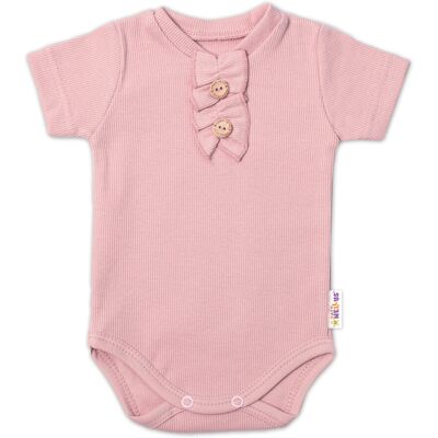 Baby Nellys Kojenecké žebrované body s knoflíčky kr. rukáv, Girl - pudrové, vel. 68 Baby Nellys Kojenecké žebrované body s knoflíčky kr. rukáv, Girl - pudrové, vel. 68