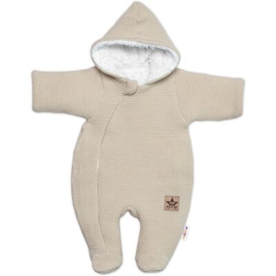 Baby Nellys Zimní pletená kombinézka/overálek s kapucí béžová, capuccino Baby Nellys Zimní pletená kombinézka/overálek s kapucí béžová, capuccino
