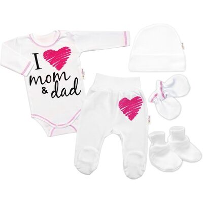 Baby Nellys 5-ti dílná soupravička do porodnice I love mom & dad, holka, vel.56 Baby Nellys 5-ti dílná soupravička do porodnice I love mom & dad, holka, vel.56