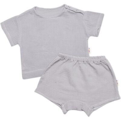 Baby Nellys Dětská letní mušelínová 2D sada tričko kr. rukáv + kraťasy, šedé, vel. 92/98 vel. 92/98 Baby Nellys Dětská letní mušelínová 2D sada tričko kr. rukáv + kraťasy, šedé, vel. 92/98 vel. 92/98